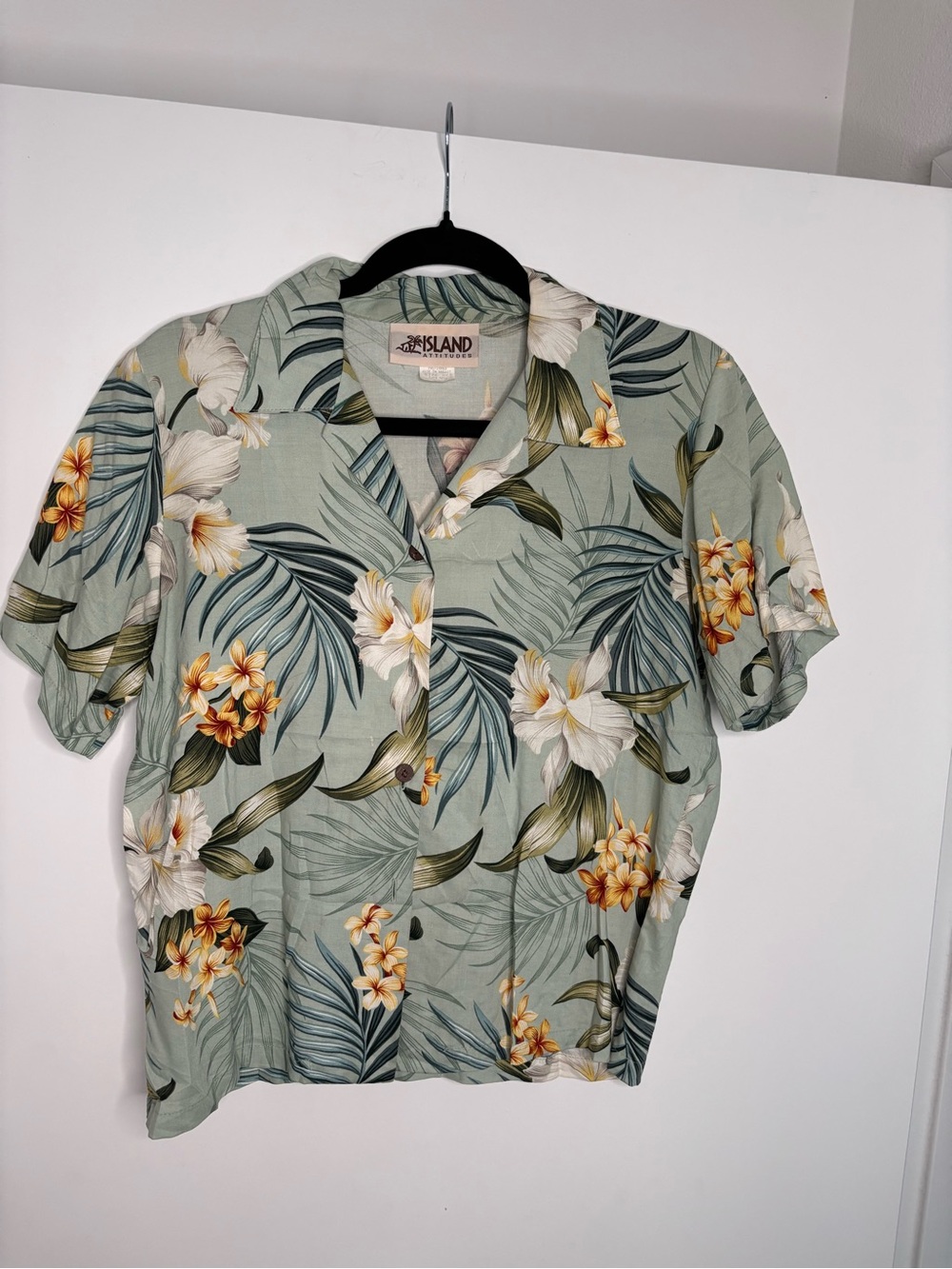 Women's Sage Green Floral Button-Down Shirt
